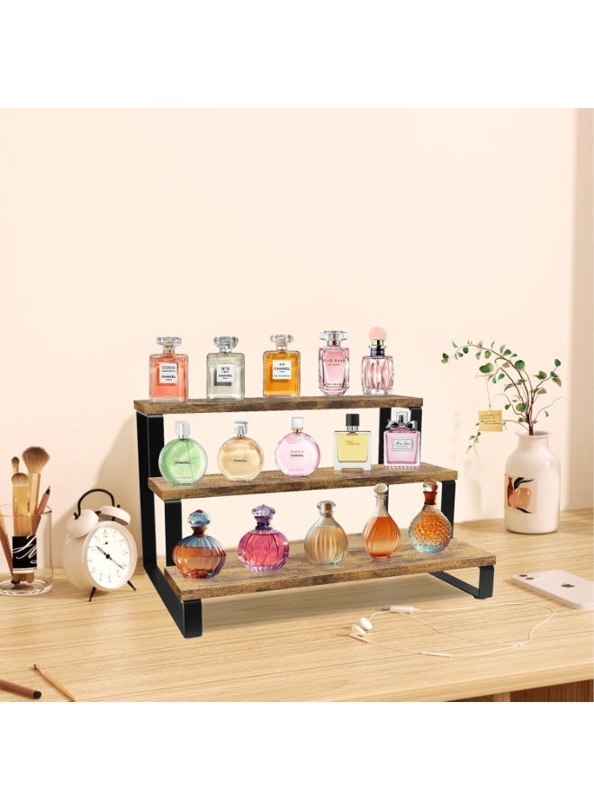 NAMA Wooden Display Riser Stand, 3 Tier Display Risers, Tiered Cabinet Organizer, Widened Display Rack Shelf Kitchen Counter Shelf for Makeup Perfume Figure Dolls Collection Condiment Candles - Image 3